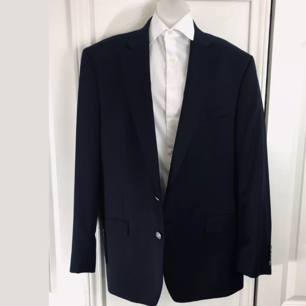MICHAEL KORS Mens Silver Buttons Navy Blue BLAZER